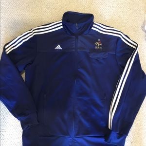 Adidas Blue Track Jacket with White Stripes